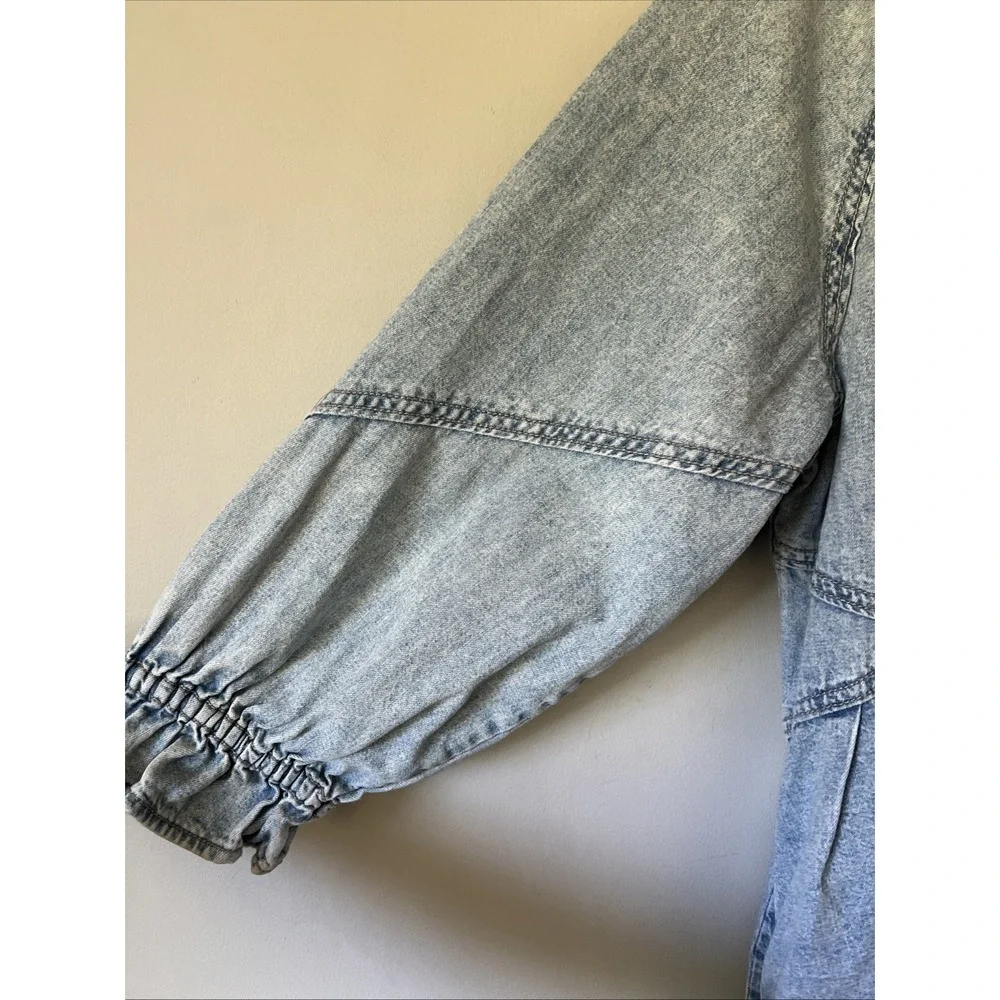 We The Free People Dress Women L Hannah Mini Denim Shirtdress Button Up Pockets
